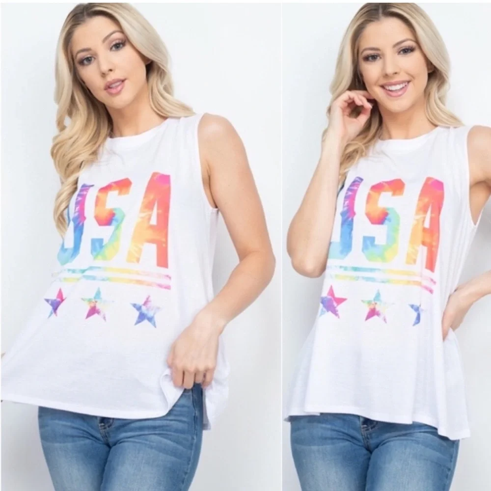 USA VIBRANT TIE DYE LOGO STAR TANK - Picture 3 of 4